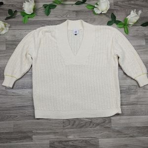 CAbi Creme Vneck Knit Soft Sweater